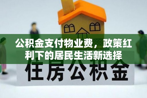 江北公积金支付物业费，政策红利下的居民生活新选择